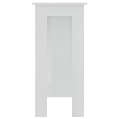 Bar Table With Shelf High Gloss White Chipboard