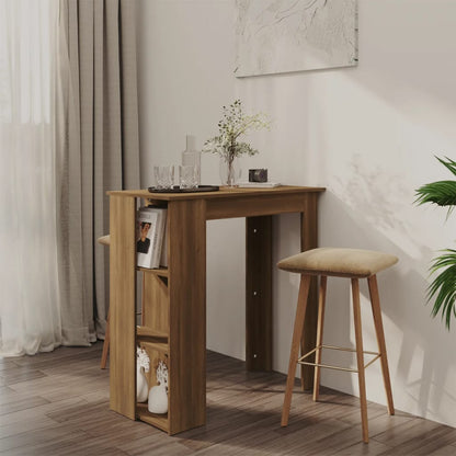 Bar Table With Shelf Brown Oak Chipboard