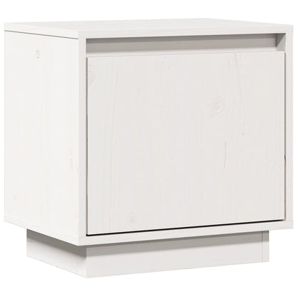 White Bedside Cabinet Solid Pinewood Side Table Storage Unit Durable Design