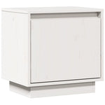 White Bedside Cabinet Solid Pinewood Side Table Storage Unit Durable Design