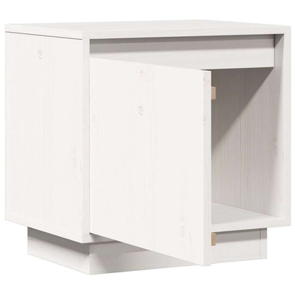 White Bedside Cabinet Solid Pinewood Side Table Storage Unit Durable Design