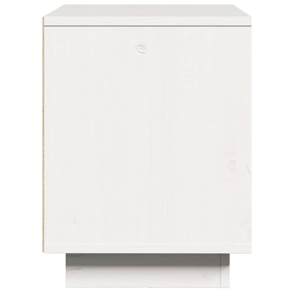 White Bedside Cabinet Solid Pinewood Side Table Storage Unit Durable Design