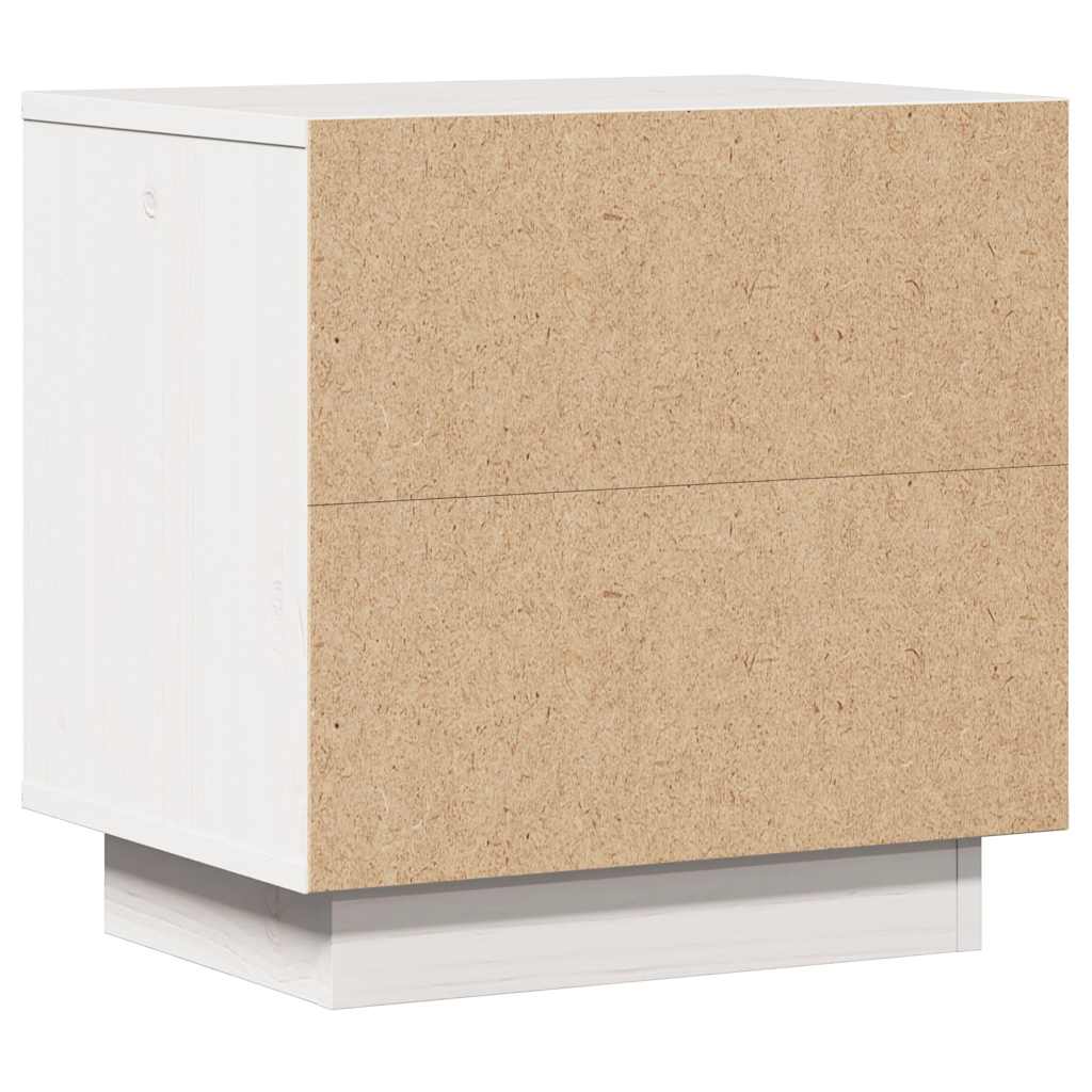 White Bedside Cabinet Solid Pinewood Side Table Storage Unit Durable Design
