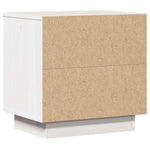 White Bedside Cabinet Solid Pinewood Side Table Storage Unit Durable Design