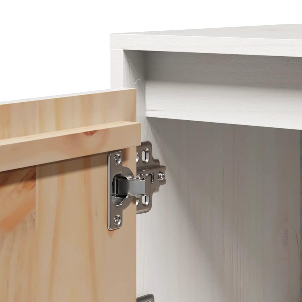 White Bedside Cabinet Solid Pinewood Side Table Storage Unit Durable Design