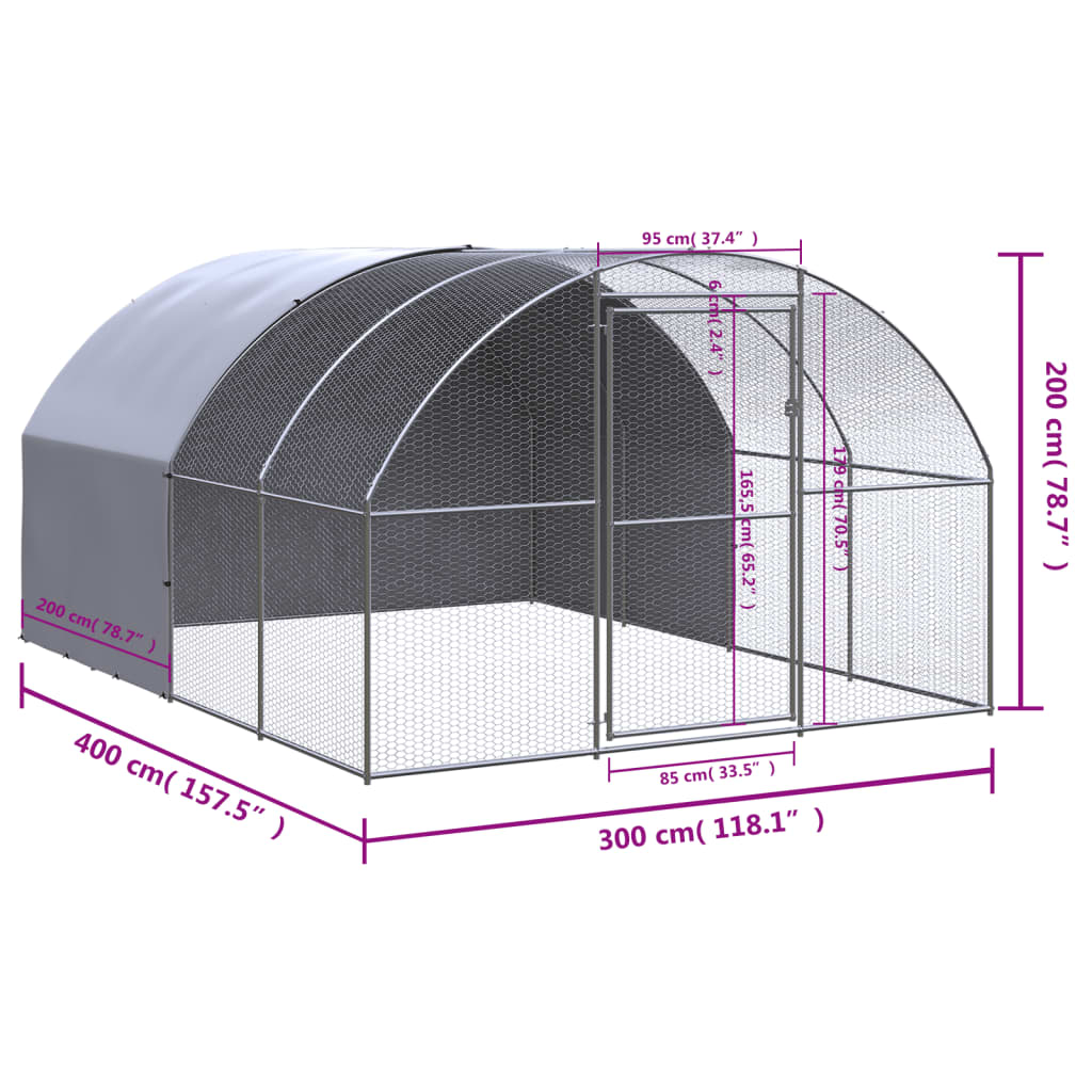 Large Chicken Coop 3x4x2m Galvanised Steel | HomeAndLiving