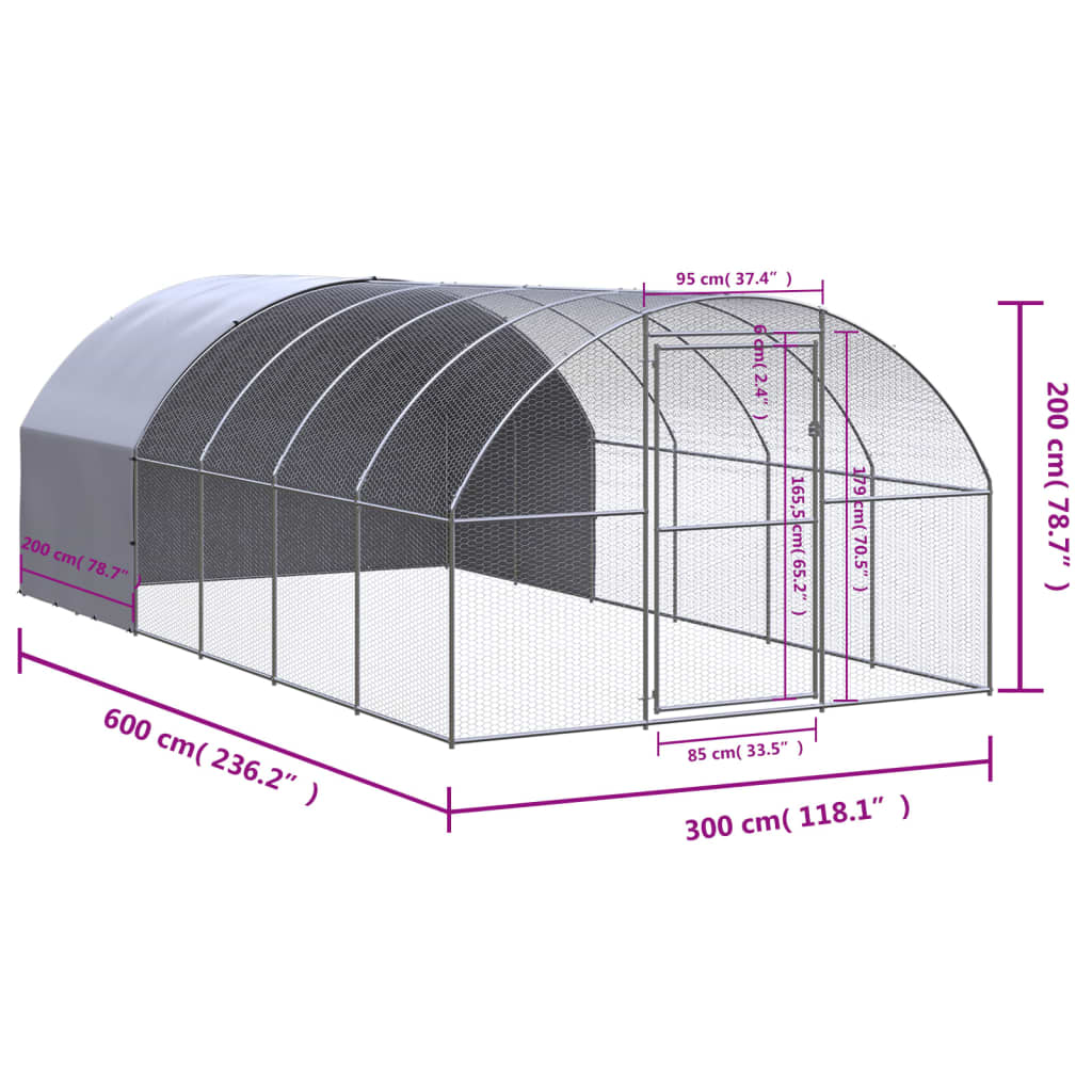 Chicken Coop 3x6x2m Galvanised Steel Enclosure | HomeAndLiving