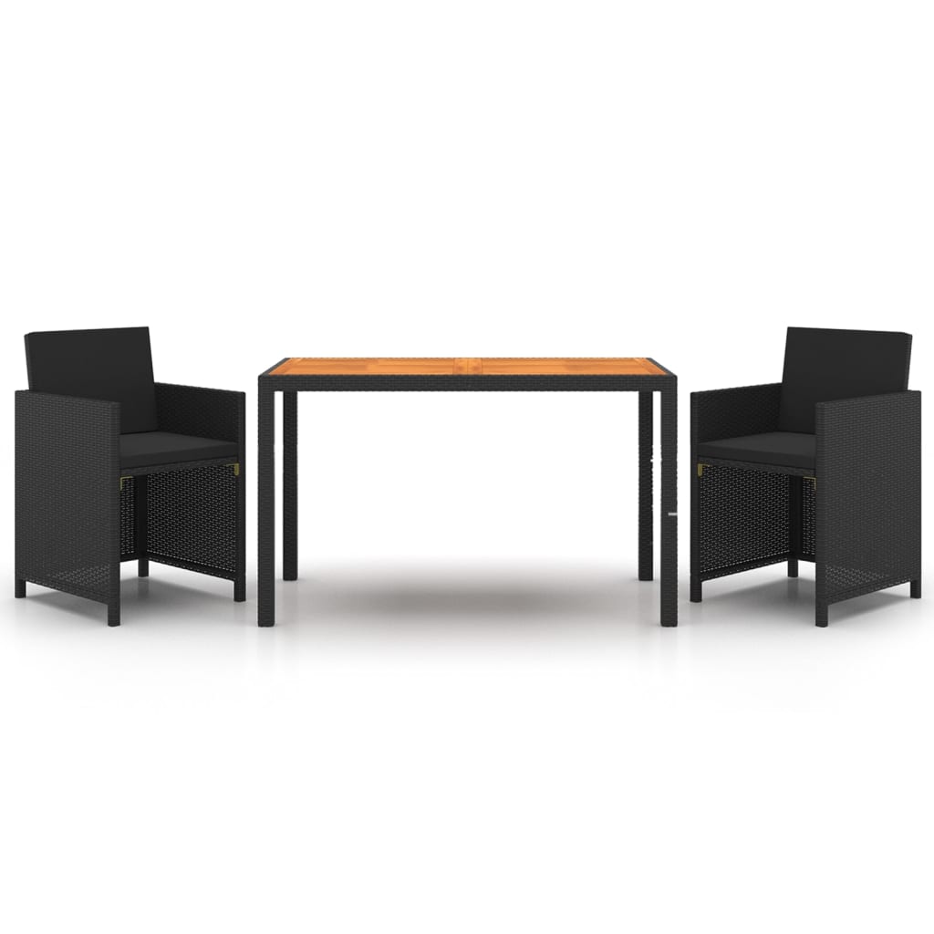 Stylish 3 Piece Garden Dining Set Black Living Space Upgrade Urban Style 