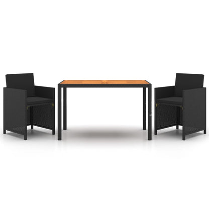 Stylish 3 Piece Garden Dining Set Black Living Space Upgrade Urban Style 