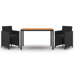 Stylish 3 Piece Garden Dining Set Black Living Space Upgrade Urban Style