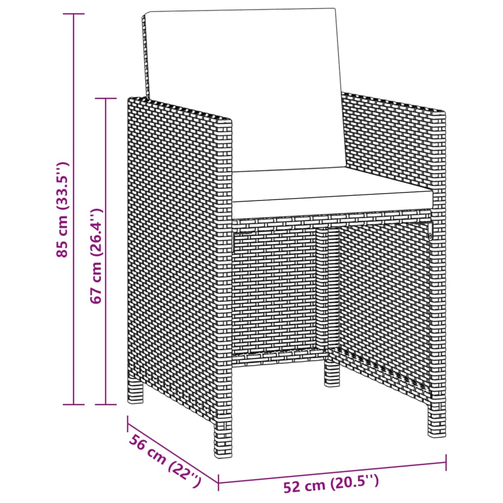 Stylish 3 Piece Garden Dining Set Black Living Space Upgrade Urban Style 