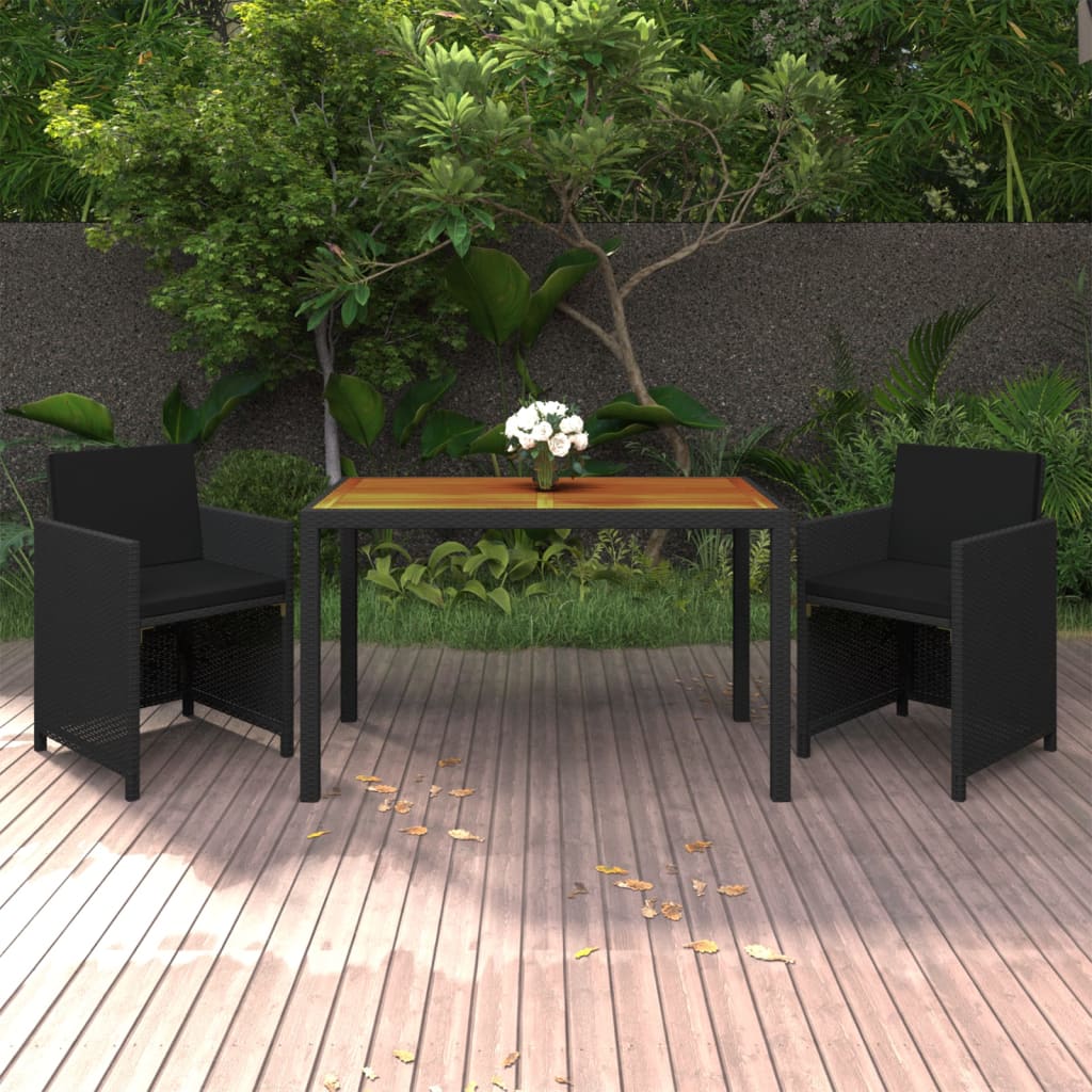 Stylish 3 Piece Garden Dining Set Black Living Space Upgrade Urban Style 