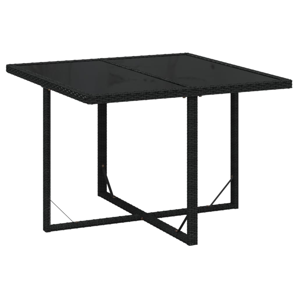 Rattan Noir Feast: 9-Piece Black Poly Rattan Garden Dining Set with Plush Cushions