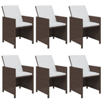 7 Piece Garden Dining Set with Cushions Poly Rattan Brown