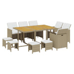 Garden Dining Set with Cushions 11 pcs  Poly Rattan Beige