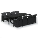 Garden Dining Set with Cushions Poly Rattan Black