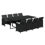 Garden Dining Set with Cushions Poly Rattan Black