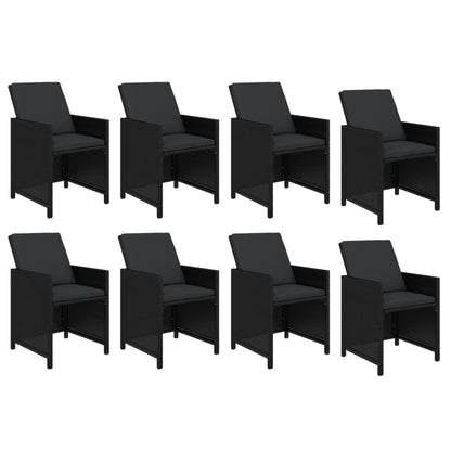 Garden Dining Set with Cushions Poly Rattan Black