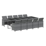 11 Piece Garden Dining Set with Cushions Poly Rattan Grey