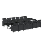 13 Piece Garden Dining Set with Cushions Poly Rattan Black