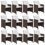 13 Piece Garden Dining Set with Cushions Poly Rattan Brown