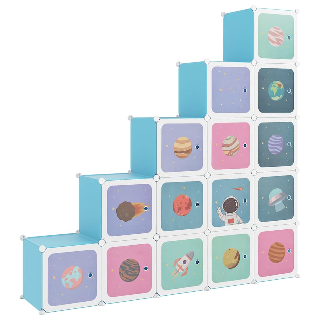 Storage Cabinet Blue Cubes 155 cm x 31.5 cm x 154 cm