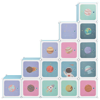 Storage Cabinet Blue Cubes 155 cm x 31.5 cm x 154 cm