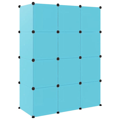 Kids Storage Cabinet Blue Cubes 110 cm x 46.5 cm x 144 cm