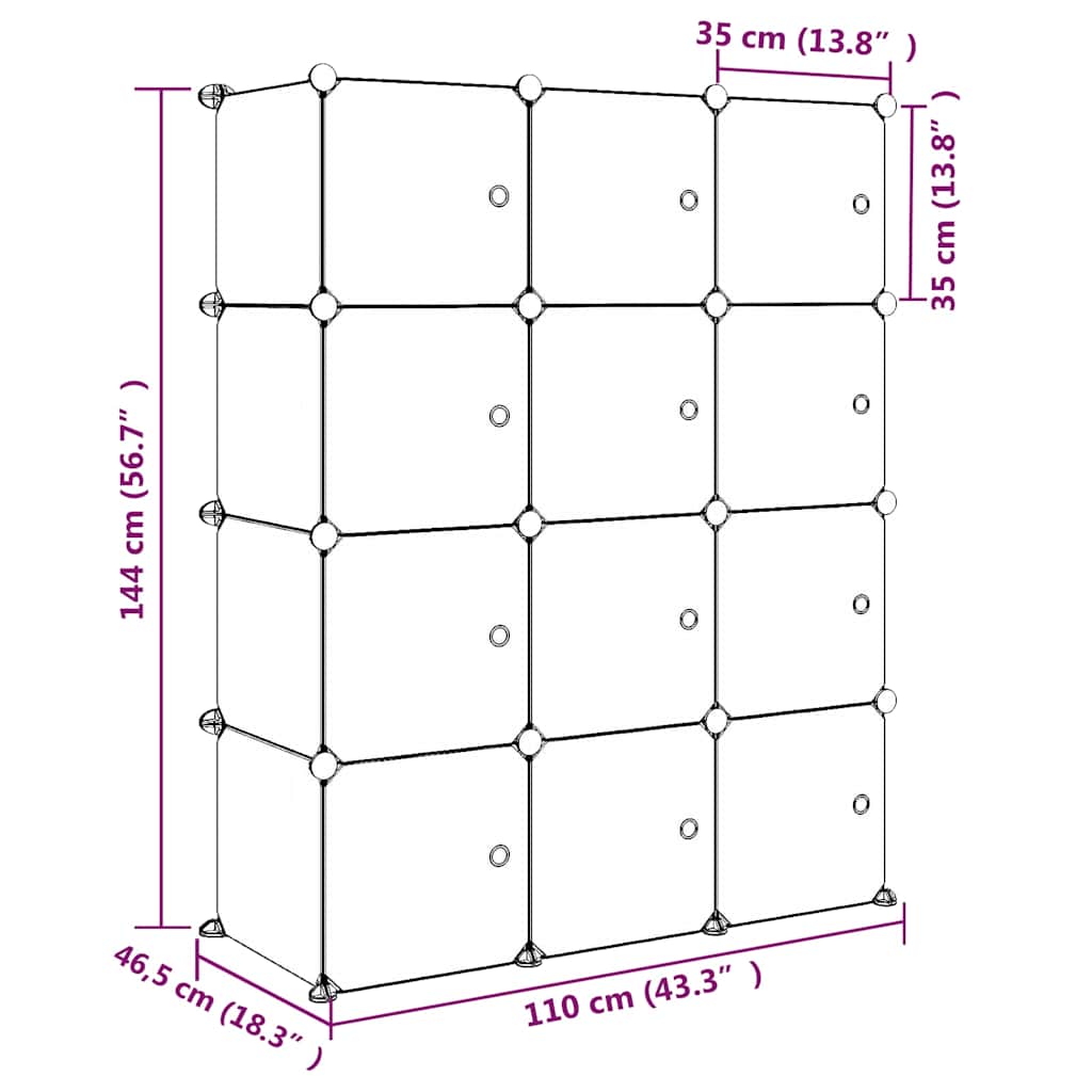 Pink Cube Storage Cabinet For Kids 110 cm x 46.5 cm x 144 cm