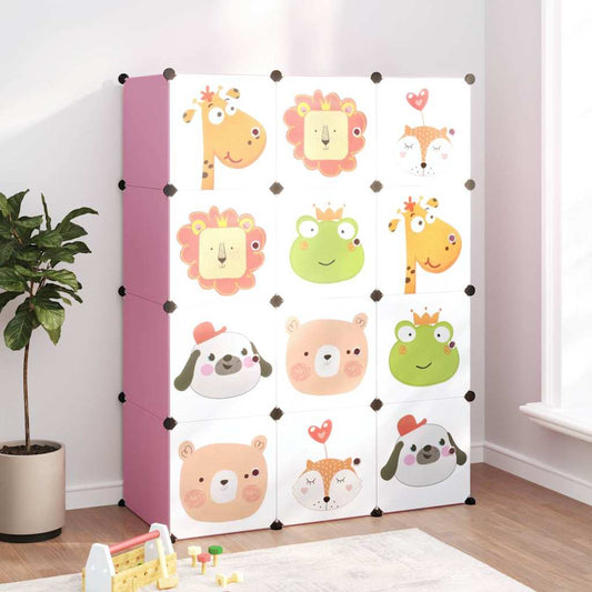 Pink Cube Storage Cabinet For Kids 110 cm x 46.5 cm x 144 cm