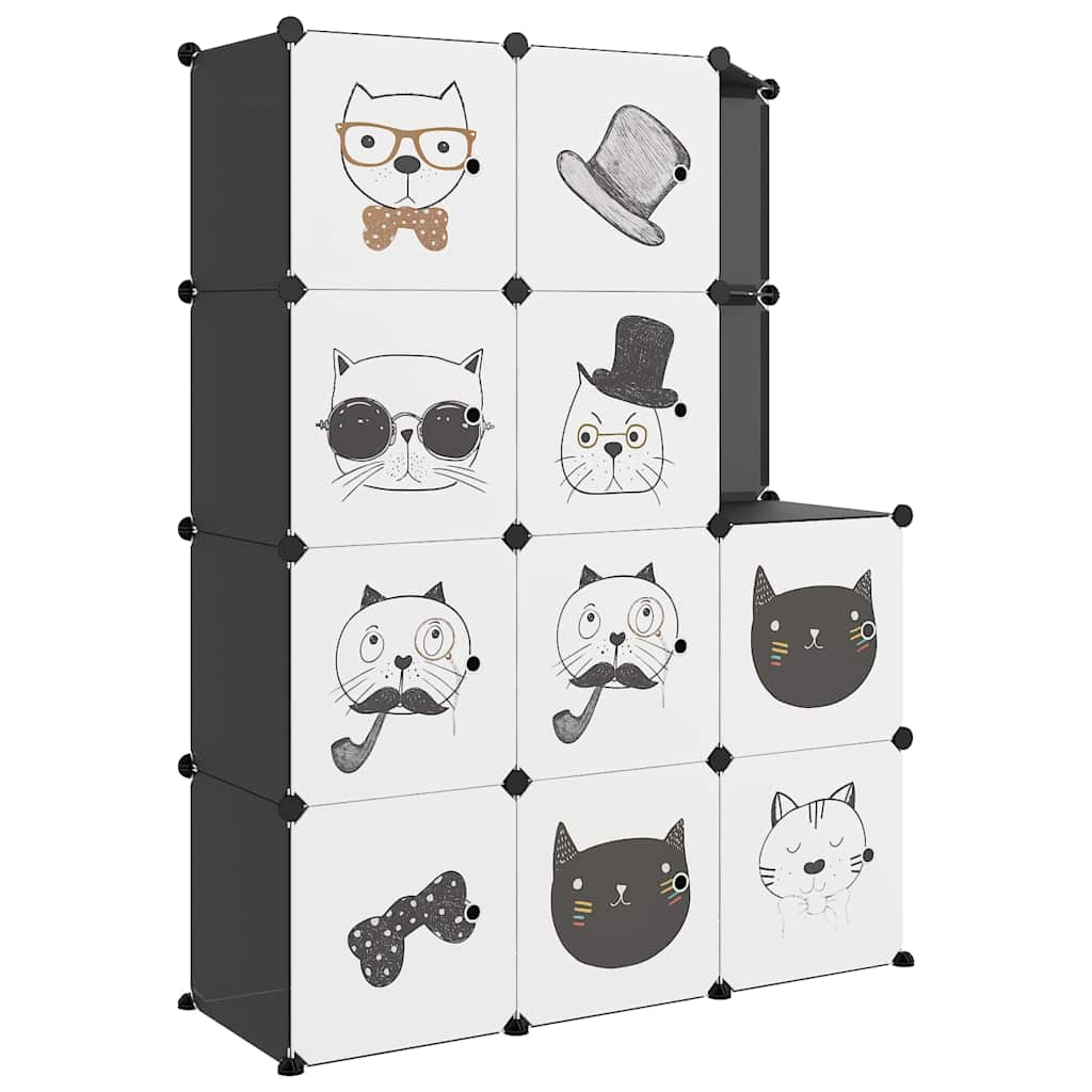 Kids Storage Cabinet Black Plastic 110 cm x 46.5 cm x 144 cm