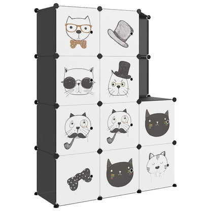 Kids Storage Cabinet Black Plastic 110 cm x 46.5 cm x 144 cm