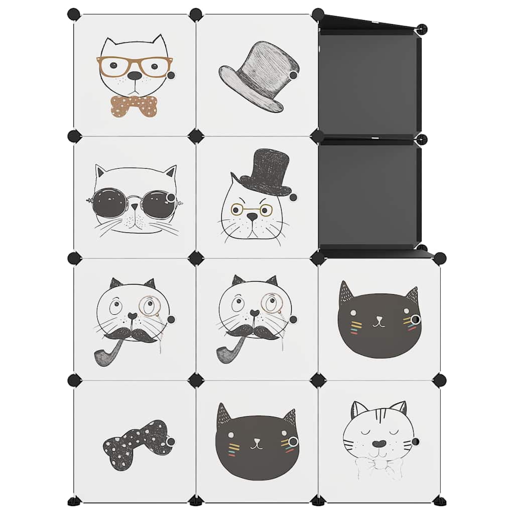 Kids Storage Cabinet Black Plastic 110 cm x 46.5 cm x 144 cm