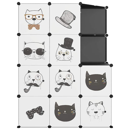 Kids Storage Cabinet Black Plastic 110 cm x 46.5 cm x 144 cm
