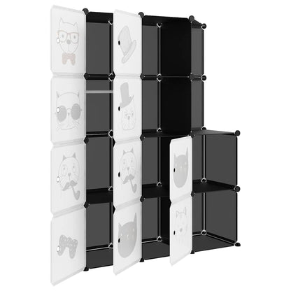 Kids Storage Cabinet Black Plastic 110 cm x 46.5 cm x 144 cm