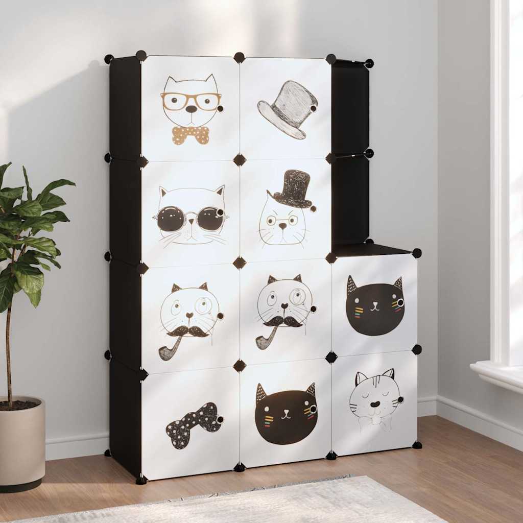 Kids Storage Cabinet Black Plastic 110 cm x 46.5 cm x 144 cm