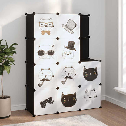 Kids Storage Cabinet Black Plastic 110 cm x 46.5 cm x 144 cm