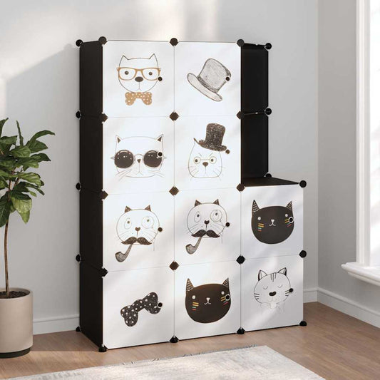 Kids Storage Cabinet Black Plastic 110 cm x 46.5 cm x 144 cm