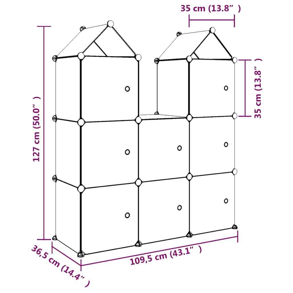 Kids Storage Cabinet Blue 109.5 cm x 36.5 cm x 127 cm