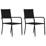 Stylish Garden Dining Chairs 2 pcs Stackable Black Poly Rattan