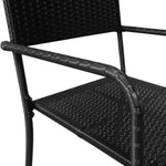 Stylish Garden Dining Chairs 2 pcs Stackable Black Poly Rattan