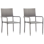 Stylish Garden Dining Chairs 2 pcs Stackable Grey Poly Rattan