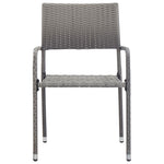 Stylish Garden Dining Chairs 2 pcs Stackable Grey Poly Rattan