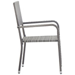 Stylish Garden Dining Chairs 2 pcs Stackable Grey Poly Rattan