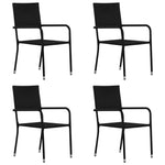 Garden Dining Chairs 4 pcs Stackable Black - Poly Rattan