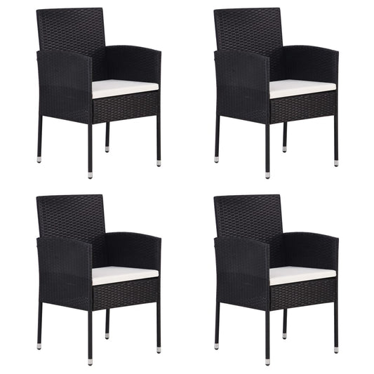Garden Chairs with Cream White Cushions 4 pcs