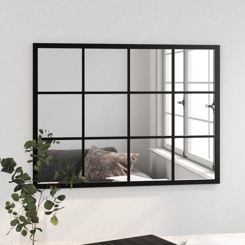 Black Metal Wall Mirror 80x60cm | HomeAndLiving