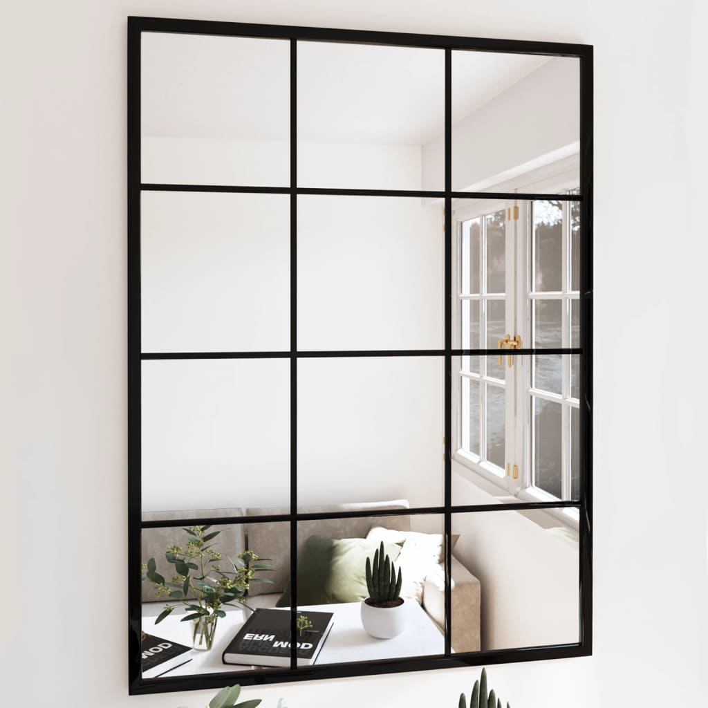 Black Metal Wall Mirror 80x60cm | HomeAndLiving