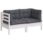 2-Seater Garden Sofa with Anthracite Cushions Solid Wood Pine