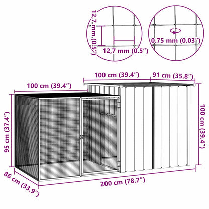 Galvanised Steel Chicken Cage 200x91cm | HomeAndLiving